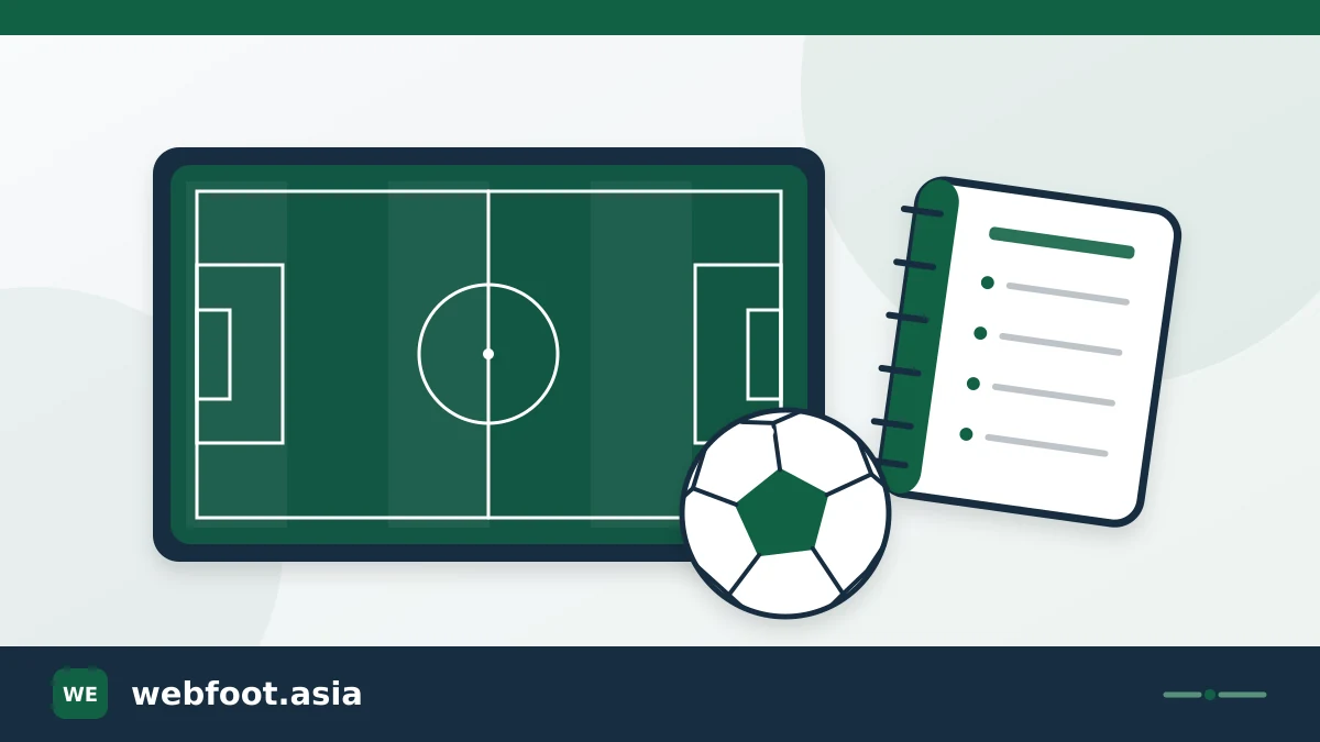 Football pitch, ball and analysis notebook